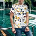 thumbnail image 6 of Zufioo Flowers Butterfly Print Men's Baseball Short Sleeve, Moisture Wicking Button-Down Hip Hop Tee-Medium, 6 of 7