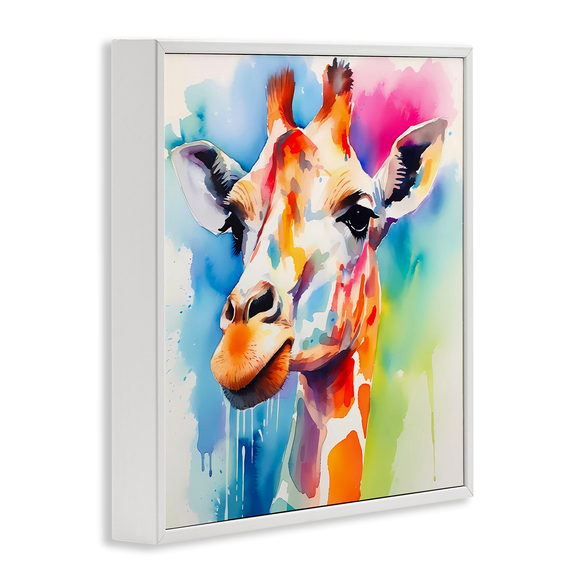 Stupell Industries Modern Paint Giraffe Animals & Insects Painting White Framed Art Print Wall Art, 17 x 17