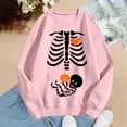 thumbnail image 5 of KHONTS Women's Skeleton Halloween Maternity Sweatshirts Crewneck Pullover Tops Pregnancy Announcement Tee Tops Pink L, 5 of 5