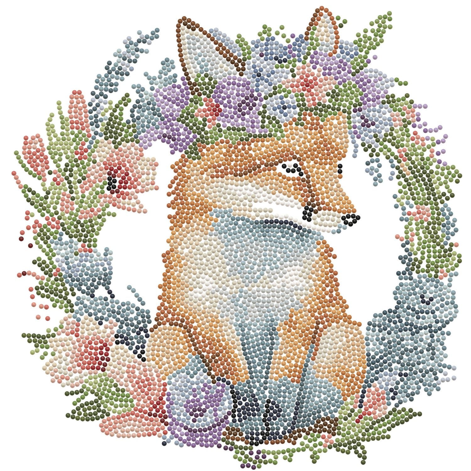DIAMOND DOTZ® Floral Garland Fox Special Edition Diamond Painting Kit, Design Size: 11 x 11 inches