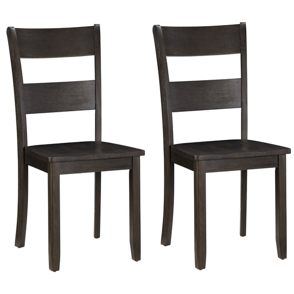 JERFIT Distressed Walnut Ladder Back Dining Chairs, Set of 2, Rustic Brown Wood Side Chairs for Kitchen, Living Room