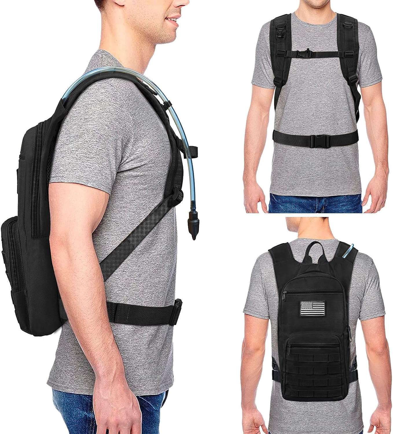 Brightify Hydration Backpack 17L, Hiking Backpack with 3L TPU Water Bladder for Cycling Running Hiking Climbing Biking, Breathable Water Hydration Backpack for Men Women, Black