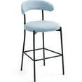 thumbnail image 3 of JERFIT Modern Teddy Fabric Bar Stools Set of 2, 26 Inch Counter Height Kitchen Island Stools with Footrest, Soft Blue Upholstered Stool Chairs for Home, Cafe, Office, 3 of 10