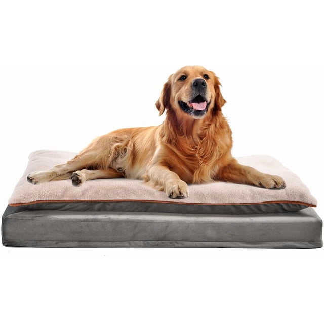 Dog Bed with Cooling Gel Memory Foam PressureRelief Support for Dogs up to lbs Bottom Machine Washable Cover Large Sized (x &#;) Grey