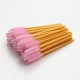 thumbnail image 1 of Nvzi 200 piezas de cepillos desechables para rímel de pestañas, para extensiones de pestañas, cejas y maquillaje (varilla amarilla, cabeza rosa), 1 of 2