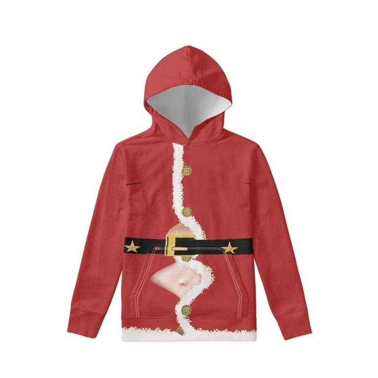 Suhoaziia Funny Christmas Hoodies for Teen Boys 14-16 Novelty Santa Pattern  Sports Jumper Long Sleeve Xmas Gift Pullover with Pocket