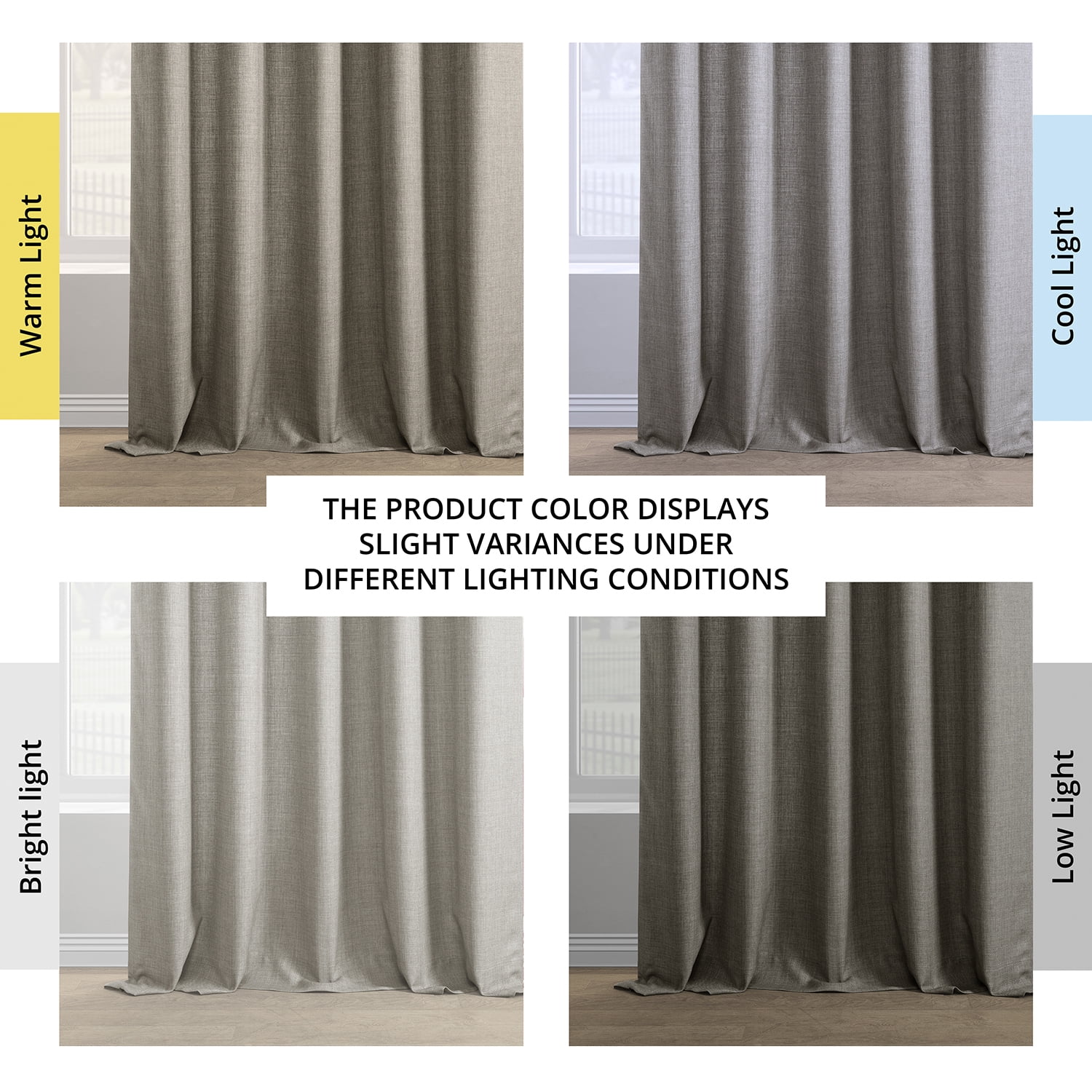 Half Price Drapes Fossil Grey Italian Faux Linen Room Darkening Curtains (1 Panel), 50W X 108L