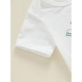 thumbnail image 6 of Bagilaanoe 3pcs Newborn Baby Boy Pants Set Letter Print Short Sleeve Romper Tops + Leggings + Hat 3M 6M 12M Infant Casual Clothes, 6 of 7