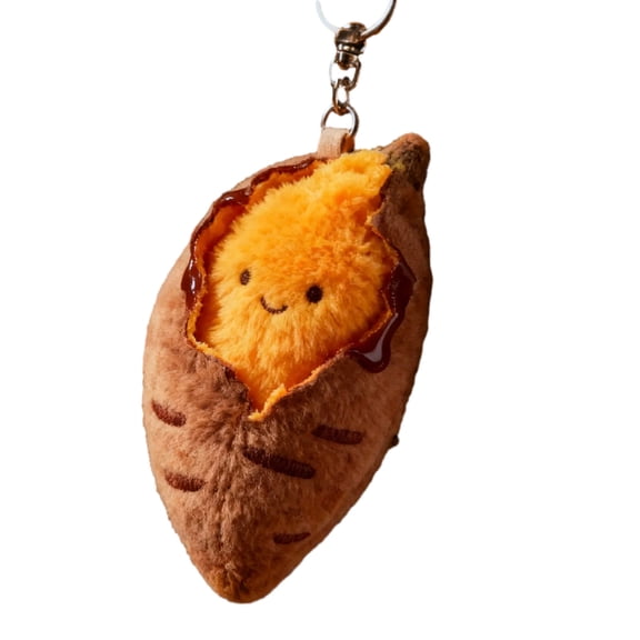 YIFAEUX Roasted Sweet Potato Plush Keychain Soft Stuffed Toy with Smiling Face Bag Charm for Backpack Purse Fun Gift for Friends Kids Autumn Winter Decor