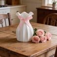 thumbnail image 5 of Bow Vase for Home Decor, 6.3in Cute Coquette Gifts for Women Girls Decorative Ceramic Hand Made Vases for Bouquet Flower Modern Aesthetic Living Room Wedding Decor, White, 5 of 6