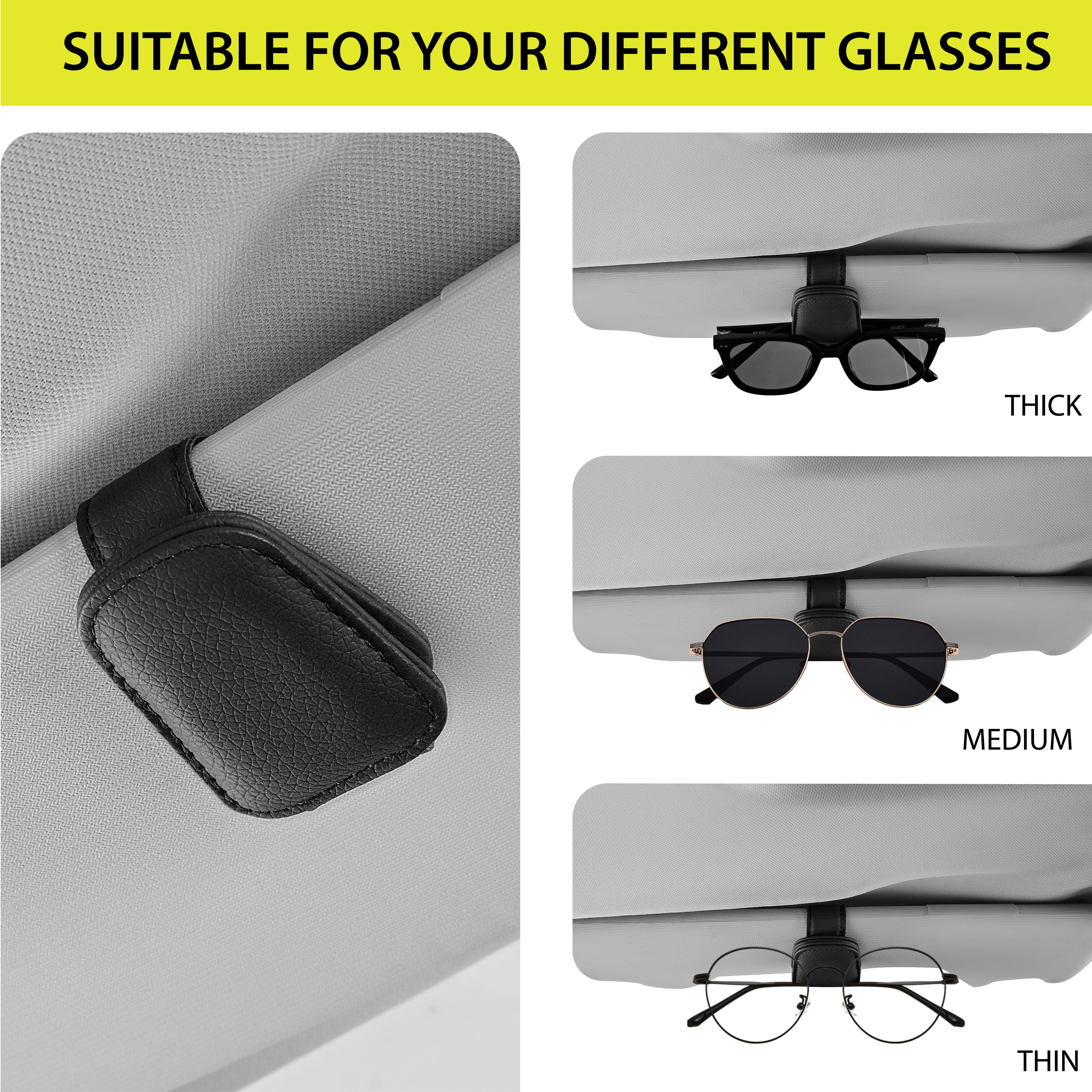 (2 pack) Auto Drive 2-Piece Visor Sunglasses Holder, Universal Fit, Black, 24OR21