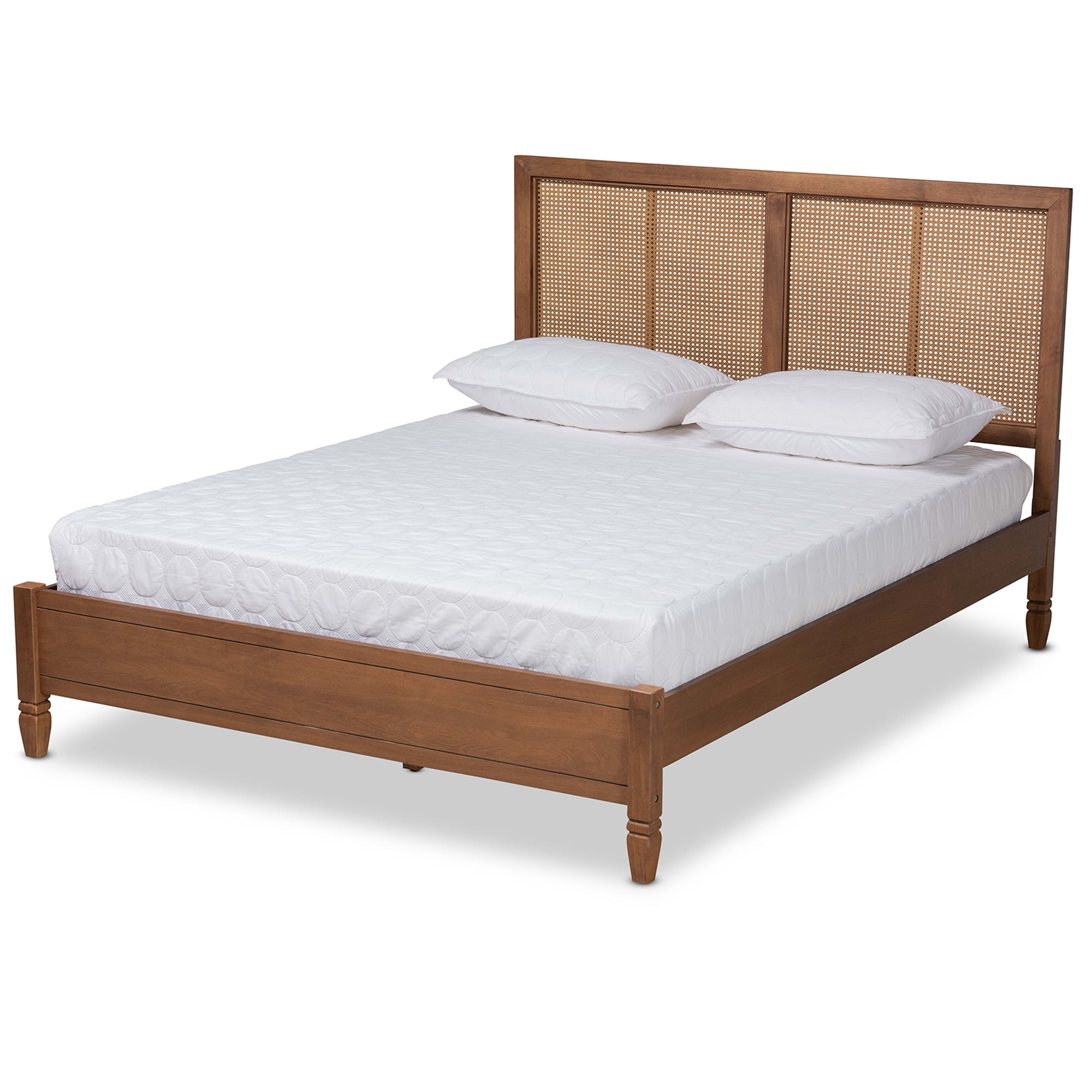 Baxton Studio Redmond Mid-Century Engineered Wood Platform Bed, Queen, Walnut Brown