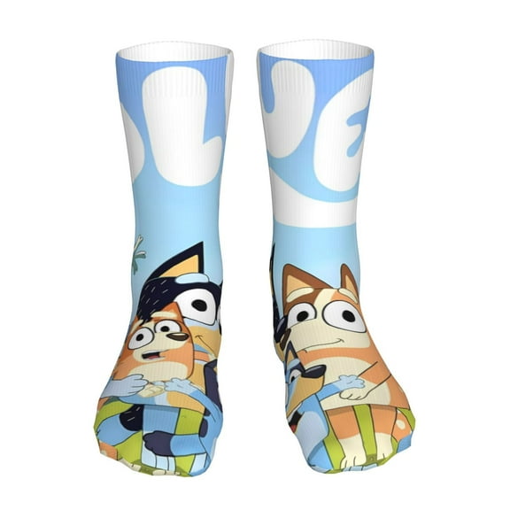 Saiise Bluey Funny Socks Men Women Adults Novelty Graphic Crew Tube Socks Crazy Design Casual Dress Socks for Sports,Running,Travel