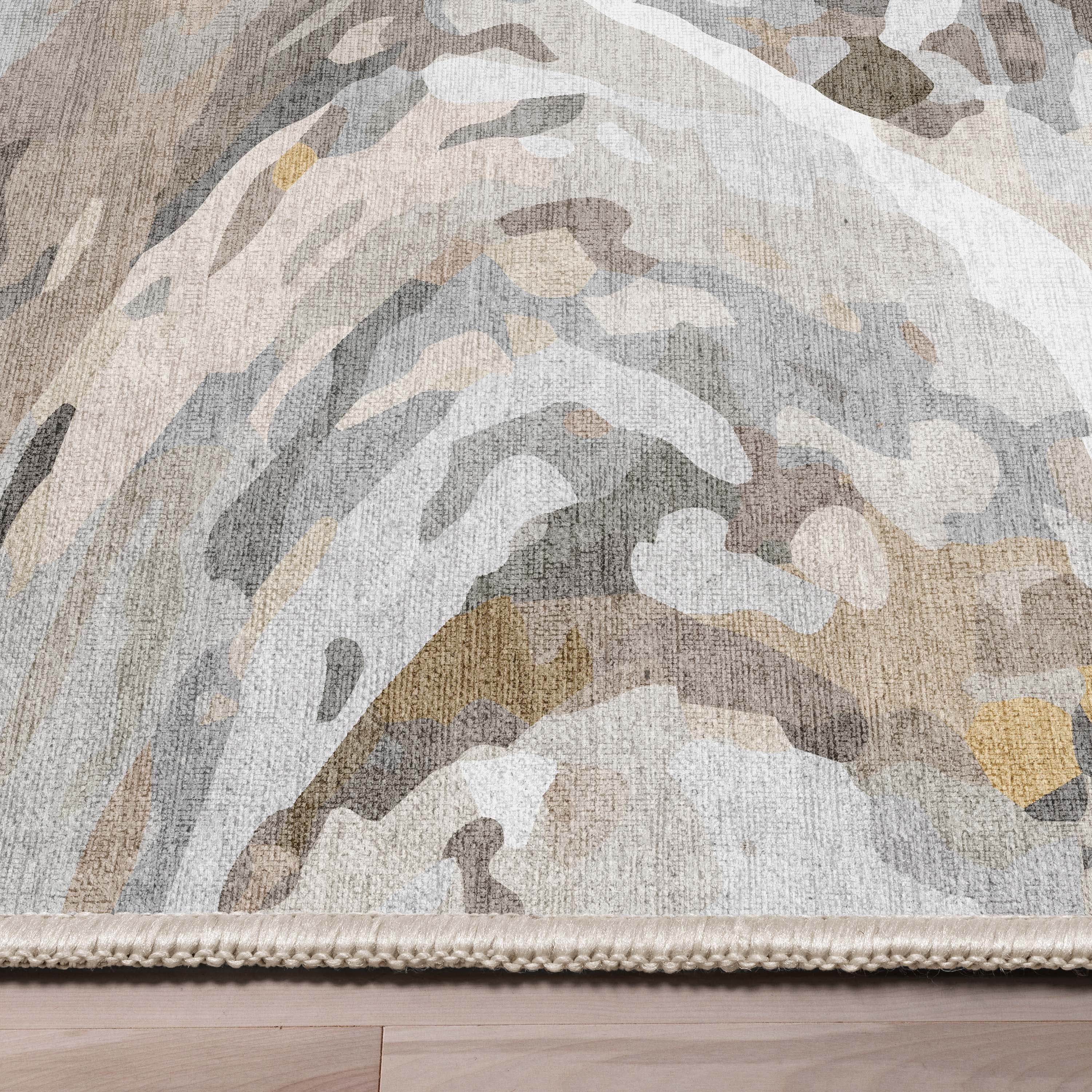 Well Woven Abstract Dunes Modern Retro Marble Flat-Weave Beige Gold 7'7" x 9'10" Area Rug
