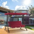 thumbnail image 6 of MCombo 3 Person Reclining Patio Swing with Adjustable Canopy, Cushion for Backyard, Porch Lawn, Burgundy, 6 of 9