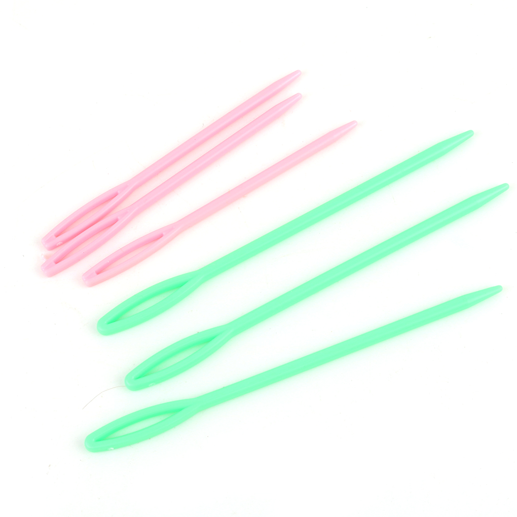 6pcs LargeEye Plastic Needles Weaving Sewing Knitting Needles Colorful