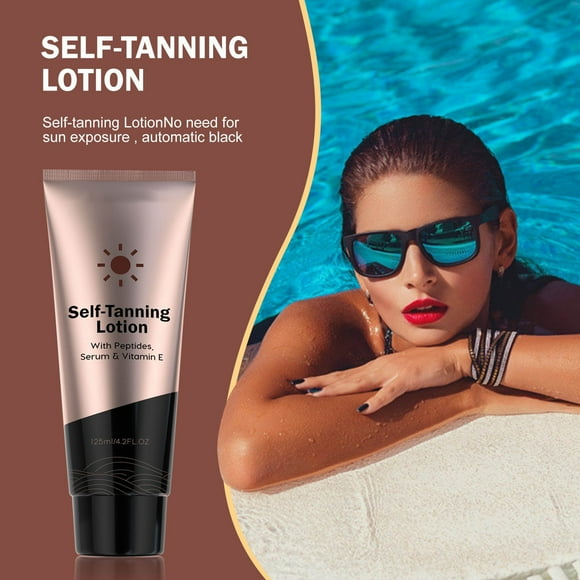 Natural Sunless Tanning Lotion 125ml - Even Skin Tone, Fast & Long-Lasting Tan, Moisturizing with Hyaluronic Acid & Vitamin E, No Stain, Healthy Wheat Color