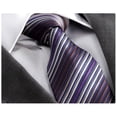 thumbnail image 1 of Amedeo Exclusive Boîte Cadeau Mode Homme Bleu Violet Rayé Cravate, 1 of 1