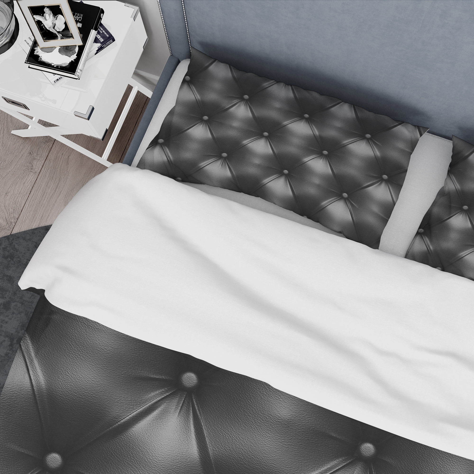 Designart 'Luxury Classic Black Sofa Leather' Modern & Contemporary Duvet Cover Set