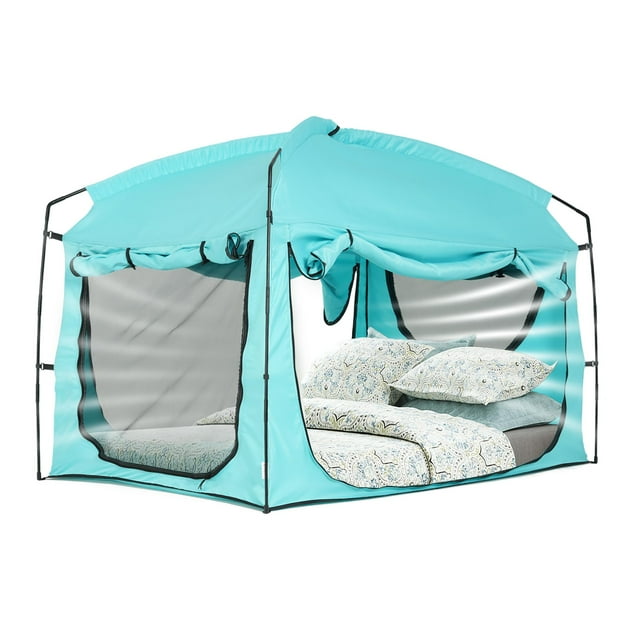 Carpa para Cama Porayhut Portátil para Dormir con Privacidad Completa Color Verde Azulado
