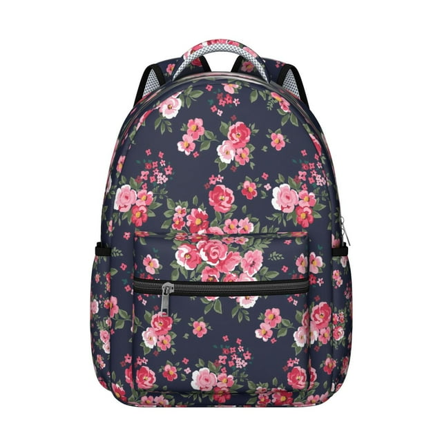 Bright Floral Print Students Backpack Durable School Backpack with Bloom and Blossom Artwork, Adjustable Straps for Student and Student