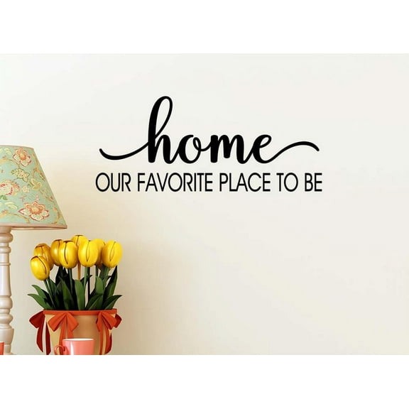 Home Our Favorite Place to be 23 x 10 Vinyl Wall Quote Decal Sticker Welcome Home Calligraphy Wall Art Decor Cooking Kitchen Inspirational Decorative Lettering