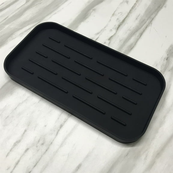 Uscallm Kitchen Bathroom Drain Storage Tray, Dish Drainer Tray Elevated Ribbed Design, Kitchen Sink Organizer Bathroom Countertop Storage, Space Saving Drying Rack For Dishes