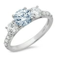 thumbnail image 2 of 1.97 ct Round Cut Simulated Blue Diamond Three-Stone Engagement Ring for Women in 14K White Gold, 2 of 2