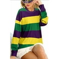 thumbnail image 6 of MOUSYA Womens Mardi Gras Shirt Stripes Fat Tuesday Tee Shirt New Orleans Carnival Party Long Sleeve Shirts Top, 6 of 8