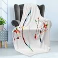 thumbnail image 4 of Modern Soft Flannel Fleece Throw Blanket, Abstract Unusual Bow and Arrow with Butterflies Music Notes Floral Design Print, Cozy Plush for Indoor and Outdoor Use, 50" x 60", Multicolor, by Ambesonne, 4 of 5
