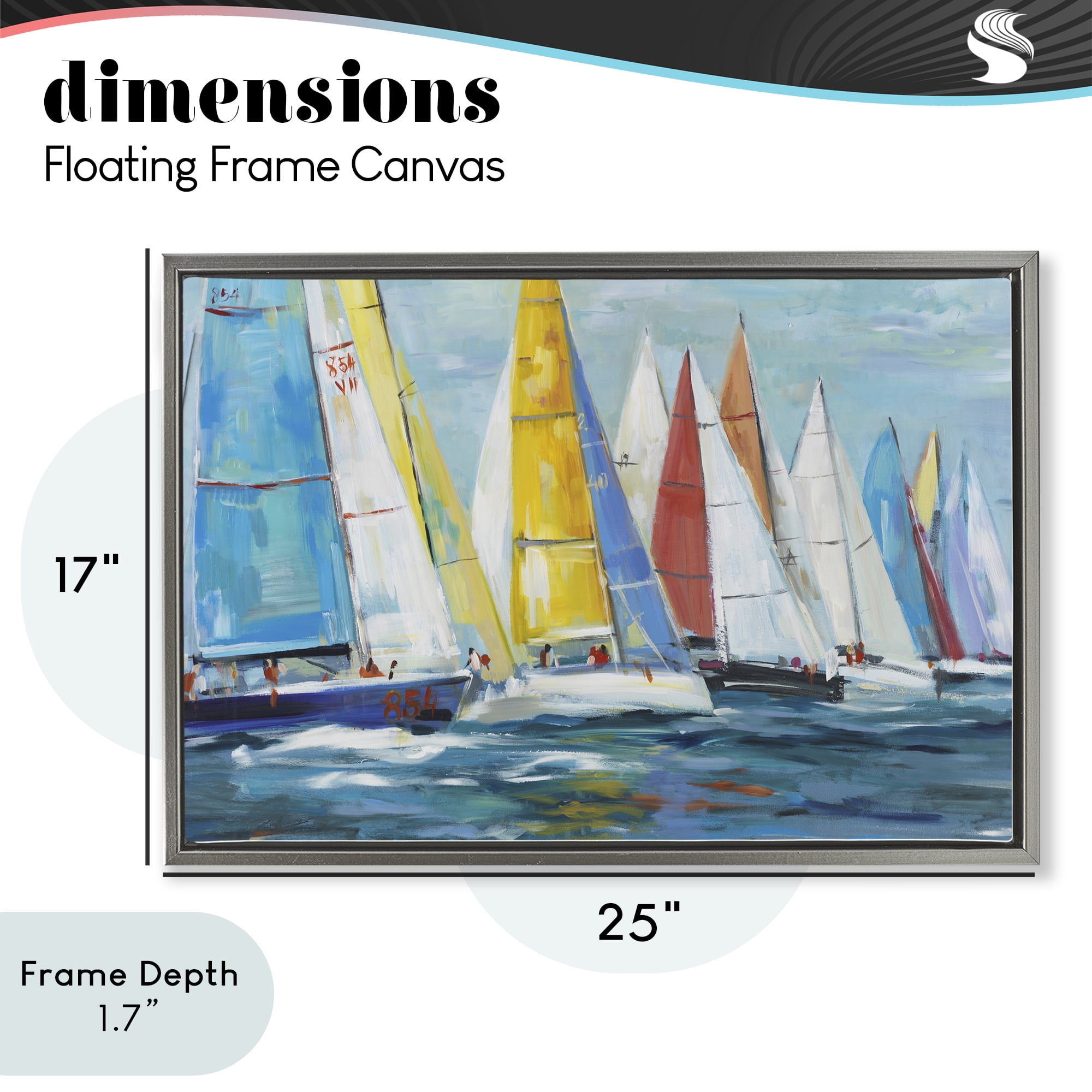 Stupell Industries Colorful Sails Coastal Scene Gray Framed Floater Canvas Wall Art, design by Lorenzo Collective
