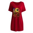 thumbnail image 4 of DailyTrove Women's Sunflower Graphic T-Shirt Dress, Short Sleeve, Casual Picnic & Festival Wear, Mid-Weight Cotton Blend, 4 of 5