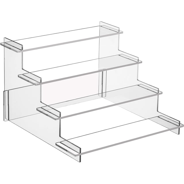HENABLE 4 Tier Acrylic Display Risers, Perfume Organizer Stand, Cupcake Stand Holder, Clear Shelf Risers for Display Stands for Funko POP Figure, Dessert Shelves for Party, Decoration