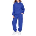 thumbnail image 2 of Cute Sweatshirts Children's Winter Solid Color Long Sleeve Hooded Pockets Sweatshirt Pants Sweatpants Casual Sports Two-piece Set Kids Blue 90, 2 of 9