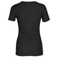 thumbnail image 6 of Fulijie Women V Neck Ribbed Fitted Tight Tshirt Short Sleeve Shirt Basic Knit Top Black, 6 of 7