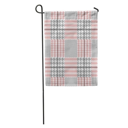 SIDONKU Checkered Hounds Tooth and Zig Zag Pattern Grey Pink Geometric Garden Flag Decorative Flag House Banner 12x18 inch