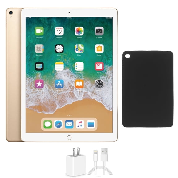 Restored Apple iPad Pro 2 12.9 256GB Gold Wi-Fi Bundle, Includes Protective Case and Charger