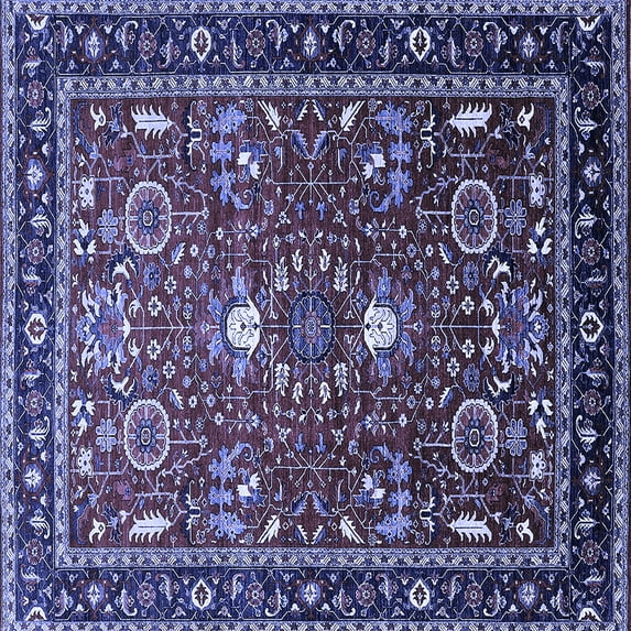 Ahgly Company Machine Washable Indoor Square Oriental Blue Industrial Area Rugs, 6' Square
