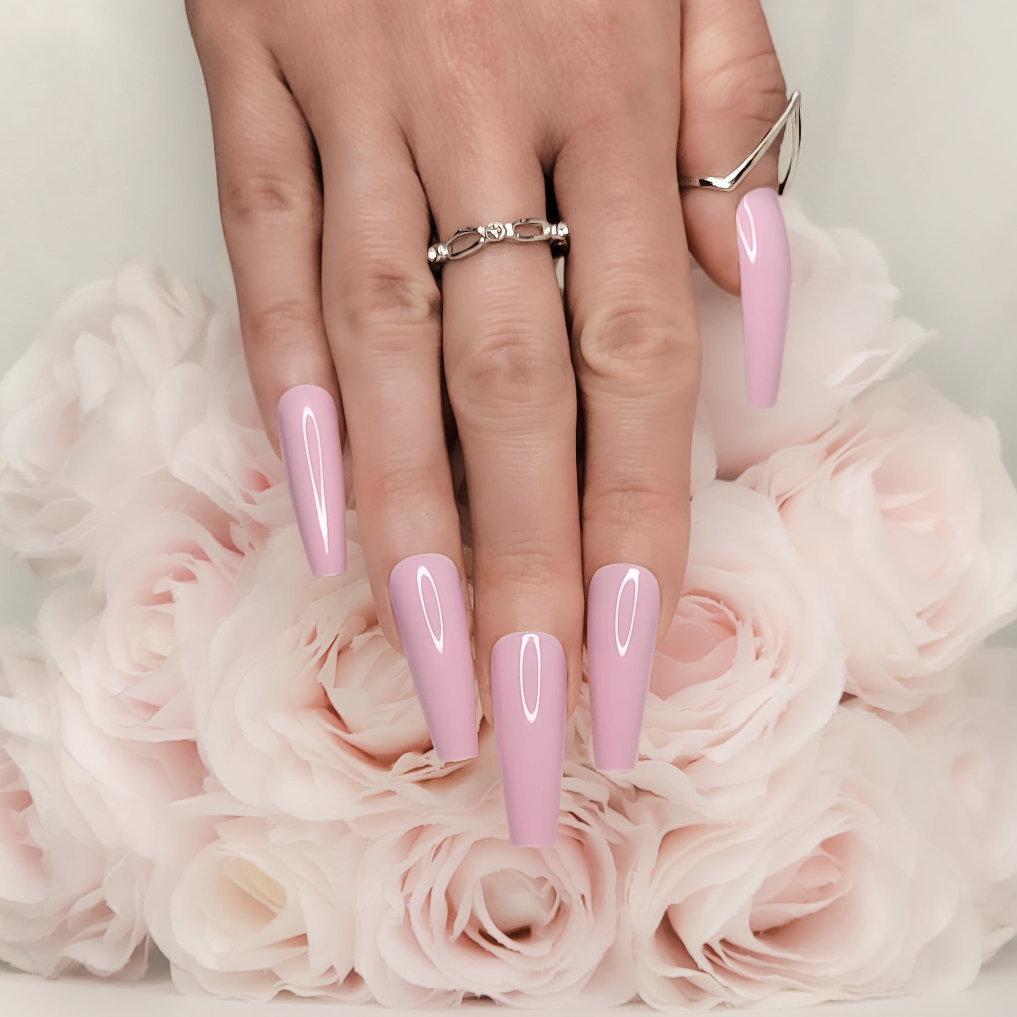 Blush Pink Transparent False Nail Short Coffin Press on Nails for Nail Art  24pcs | eBay