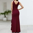thumbnail image 4 of MuXiKeJi Formal Evening Maxi Dresses for Women Elegant Evening Party Prom Dress Long Sexy V Neck Sleeveless Split Wrap Graduation Dress Wine,XL, 4 of 5