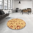 thumbnail image 3 of Ahgly Company Indoor Round Abstract Orange Abstract Area Rugs, 4' Round, 3 of 6
