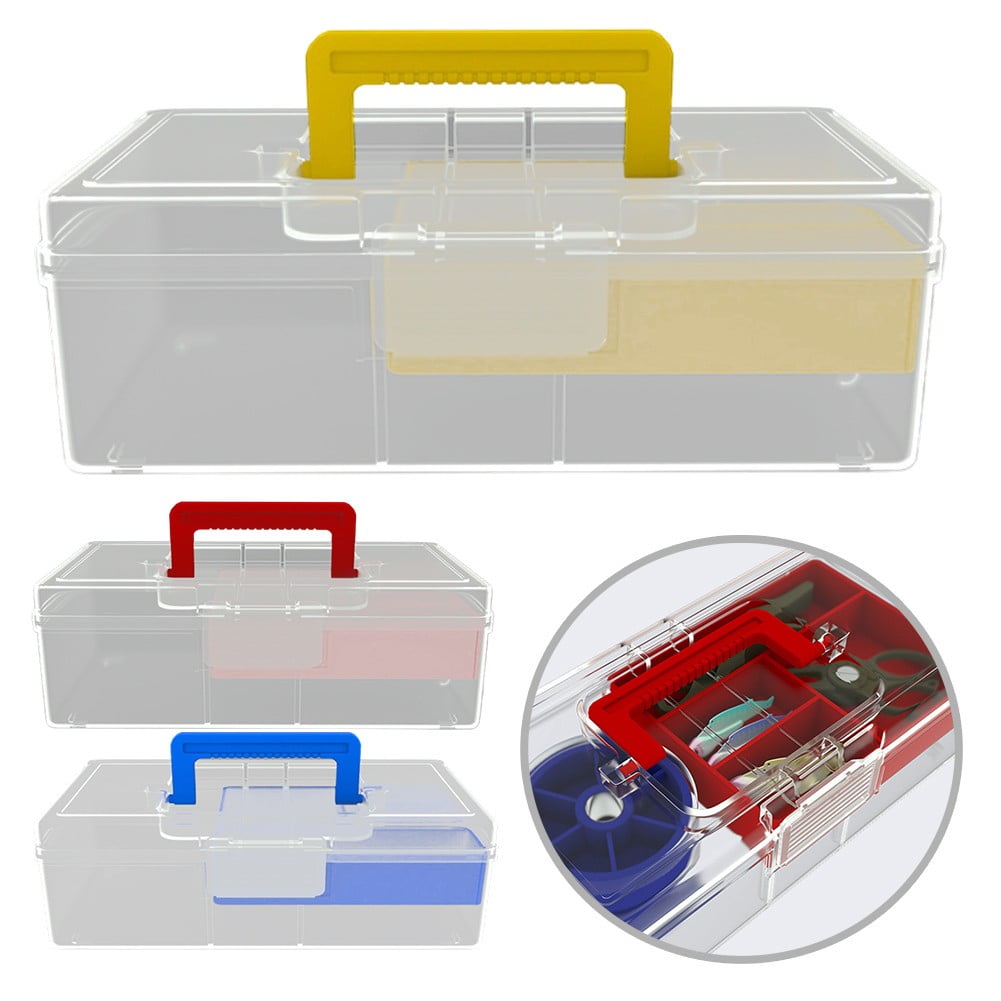 Versatile Fishing Tackle Box with Handle Divider Tray Transparent Lure Storage Container for Anglers