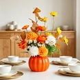 thumbnail image 4 of Pumpkin-Shaped Ceramic Vase with Handmade Silk Flower Arrangement for Living Room, Dining Table, and Home Decor Orange, 4 of 5