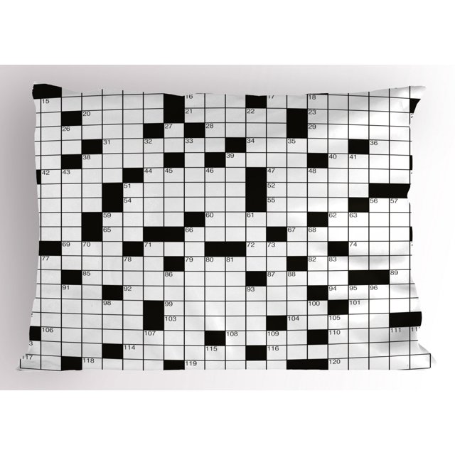Word Search Puzzle Pillow Sham Classical Crossword Puzzle with Black