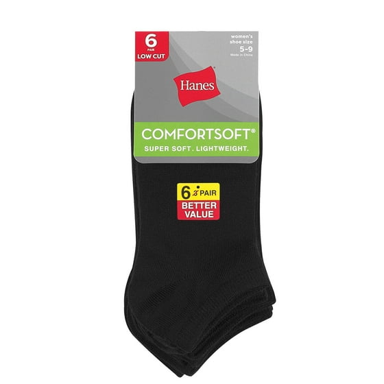 Hanes Women's ComfortSoft Low Cut Socks, 6 Pack