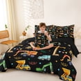 thumbnail image 3 of Castle Fairy Watercolor Construction Pattern Bedding Comforter Set 7 Pieces for Teens, Party Art Full Bedding Set for Bedroom, Yellow Black,Black Reversible, 3 of 7