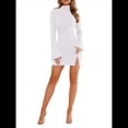 thumbnail image 3 of Vestido de Mujer con Mangas Largas Cruzadas, Volantes, Dobladillo Ajustado, Abertura, Cuello Medio Alto, Falda Corta, Cintura Ajustada. XL, 3 of 9