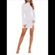 thumbnail image 3 of Vestido de Mujer con Mangas Largas Cruzadas, Volantes, Dobladillo Ajustado, Abertura, Cuello Medio Alto, Falda Corta, Cintura Ajustada. XL, 3 of 9