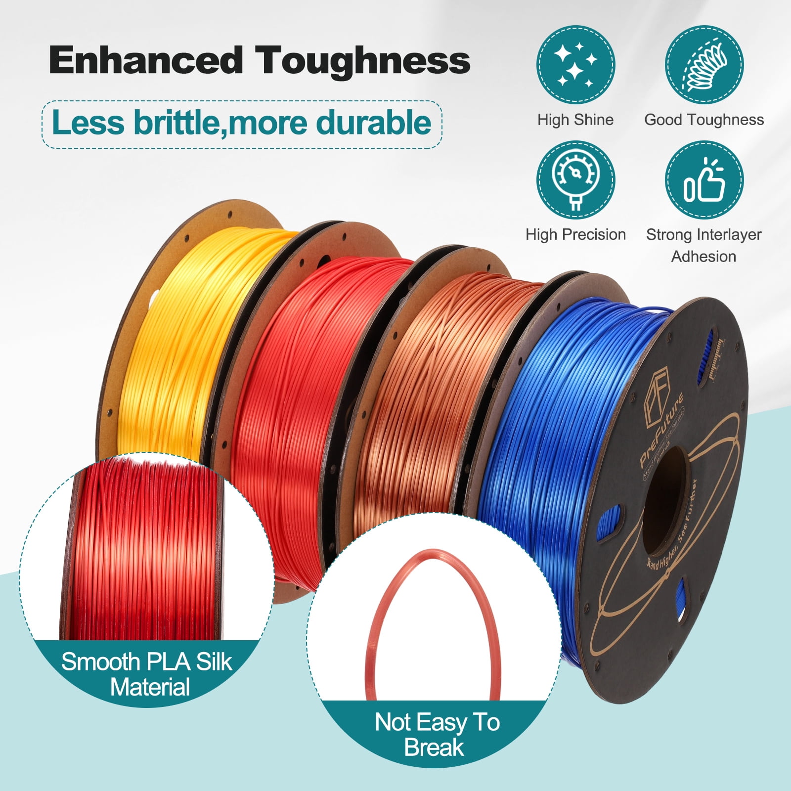 Uxcell Silk PLA Filament 1.75mm 1KG/2.2LB High Shine 3D Printer Filament, Enhanced Toughness, Dimensional Accuracy +/- 0.02mm for 3D Printer, Red