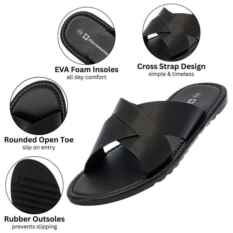 Alpine Swiss Hugo Mens Vegan Leather Slide Sandals Dressy  display picture 1